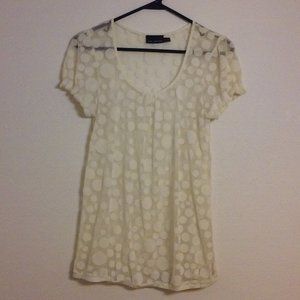 The Limited | White Polka Dot Short Sleeve Blouse